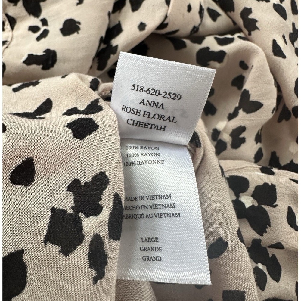 RAILS Anna Rose Floral Cheetah Blouse L Large Pink Black Rayon Button Up Shirt - Picture 16 of 16